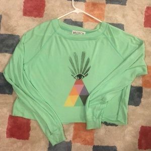 Wildfox seeing eye pyramid Long sleeve crop top